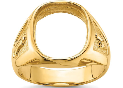 14k Men's Polished and Textured Masonic Ring Mounting (Style Y4080)