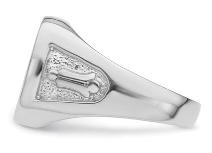 14k White Gold Men's Polished and Textured Masonic Ring Mounting (Style Y4081)