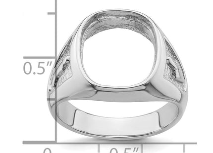 14k White Gold Men's Polished and Textured Masonic Ring Mounting (Style Y4081)