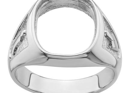 14k White Gold Men's Polished and Textured Masonic Ring Mounting (Style Y4081)