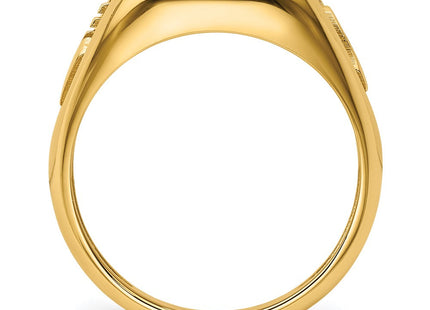 14k Men's Polished and Textured Masonic Ring Mounting (Style Y4084)