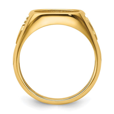 14K Men's Polished and Textured Masonic Ring Mounting
