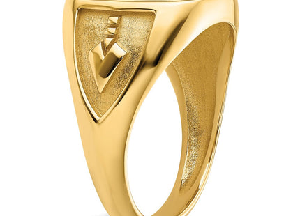 14k Men's Polished and Textured Masonic Ring Mounting (Style Y4084)