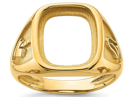 14k Men's Polished and Textured Masonic Ring Mounting (Style Y4084)