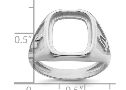 14k White Gold Men's Polished and Textured Masonic Ring Mounting (Style Y4085)