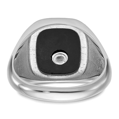 14K White Gold and Gold-plated Polished and Textured with Black Enamel and Onyx Masonic Ring