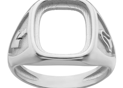 14k White Gold Men's Polished and Textured Masonic Ring Mounting (Style Y4085)
