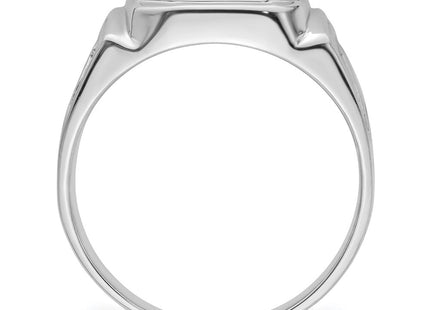 14k White Gold Men's Polished and Textured Masonic Ring Mounting (Style Y4087)