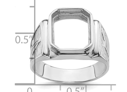 14k White Gold Men's Polished and Textured Masonic Ring Mounting (Style Y4087)