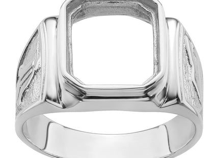 14k White Gold Men's Polished and Textured Masonic Ring Mounting (Style Y4087)