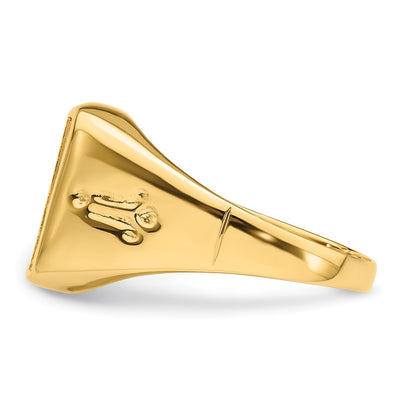 14K Men's Polished and Grooved Masonic Ring Mounting