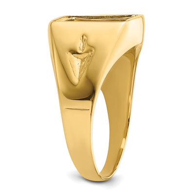 14K Men's Polished and Grooved Masonic Ring Mounting