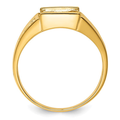 14K Men's Polished and Textured Masonic Ring Mounting