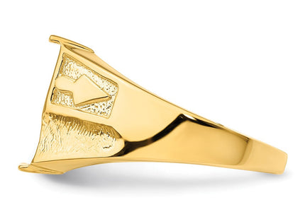 14k Men's Polished and Textured Masonic Ring Mounting (Style Y4092)