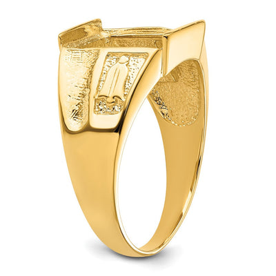 14K Men's Polished and Textured Masonic Ring Mounting