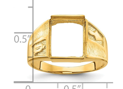 14k Men's Polished and Textured Masonic Ring Mounting (Style Y4092)