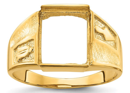 14k Men's Polished and Textured Masonic Ring Mounting (Style Y4092)