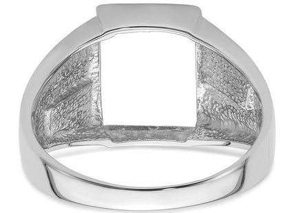 14k White Gold Men's Polished and Textured Masonic Ring Mounting (Style Y4093)