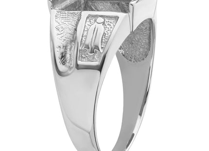 14k White Gold Men's Polished and Textured Masonic Ring Mounting (Style Y4093)