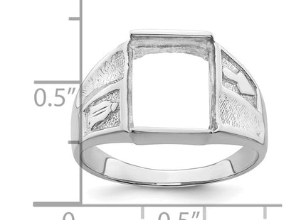 14k White Gold Men's Polished and Textured Masonic Ring Mounting (Style Y4093)