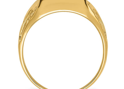 14k Men's Polished and Textured Masonic Ring Mounting (Style Y4094)