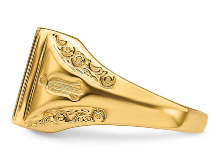 14k Men's Polished and Textured Masonic Ring Mounting (Style Y4094)