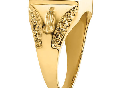 14k Men's Polished and Textured Masonic Ring Mounting (Style Y4094)