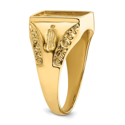 14K Men's Polished and Textured Masonic Ring Mounting