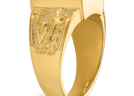 14k Men's Polished and Textured Masonic Ring Mounting (Style Y4096)