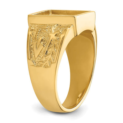 14K Men's Polished and Textured Masonic Ring Mounting