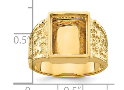 14k Men's Polished and Textured Masonic Ring Mounting (Style Y4096)