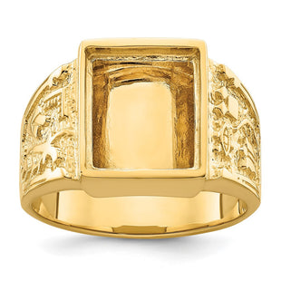 14k Men's Polished and Textured Masonic Ring Mounting (Style Y4096)