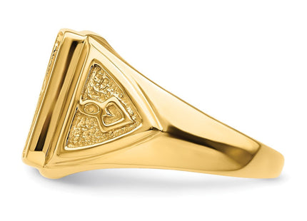 14k Men's Polished and Textured Masonic Ring Mounting (Style Y4098)