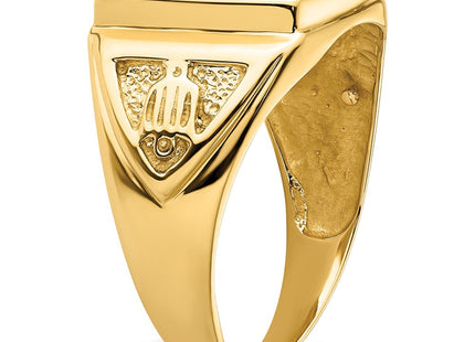 14k Men's Polished and Textured Masonic Ring Mounting (Style Y4098)