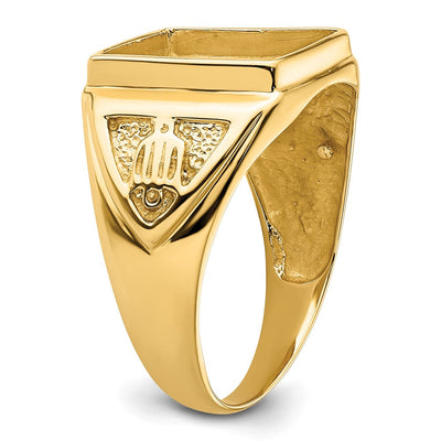 14K Men's Polished and Textured Masonic Ring Mounting