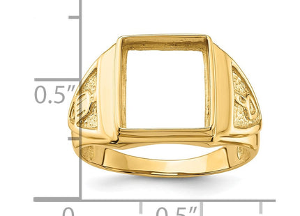 14k Men's Polished and Textured Masonic Ring Mounting (Style Y4098)