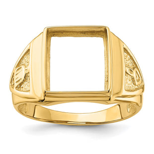 14k Men's Polished and Textured Masonic Ring Mounting (Style Y4098)