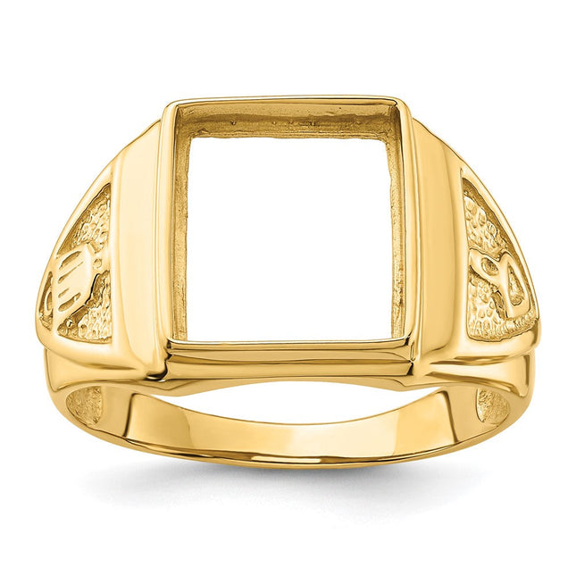 14k Men's Polished and Textured Masonic Ring Mounting
