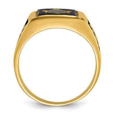 14K Men's Polished and Textured Masonic Ring Mounting