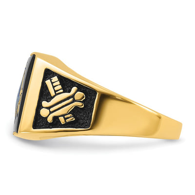 14K Men's Polished and Textured Masonic Ring Mounting
