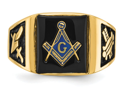 14k Men's Polished and Textured Masonic Ring Mounting