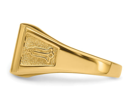 14k Men's Polished and Textured Masonic Ring Mounting (Style Y4108)
