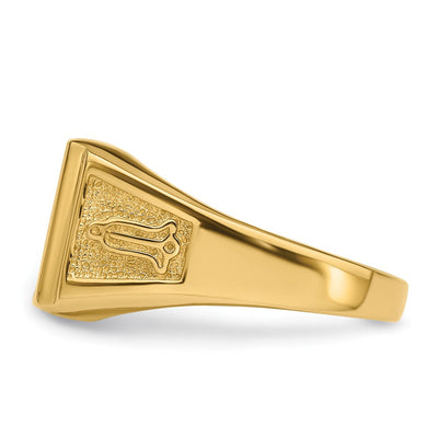 14K Men's Polished and Textured Masonic Ring Mounting