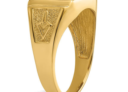 14k Men's Polished and Textured Masonic Ring Mounting (Style Y4108)