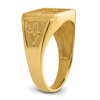 14K Men's Polished and Textured Masonic Ring Mounting
