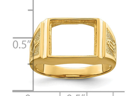 14k Men's Polished and Textured Masonic Ring Mounting (Style Y4108)