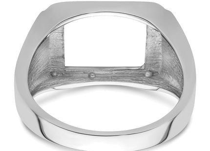 14k White Gold Men's Polished and Textured Masonic Ring Mounting (Style Y4109)