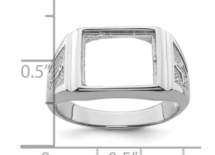 14k White Gold Men's Polished and Textured Masonic Ring Mounting (Style Y4109)
