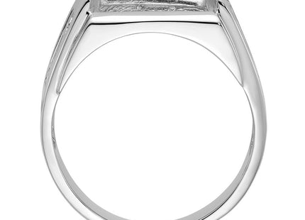 14k White Gold Men's Polished and Textured Masonic Ring Mounting (Style Y4111)