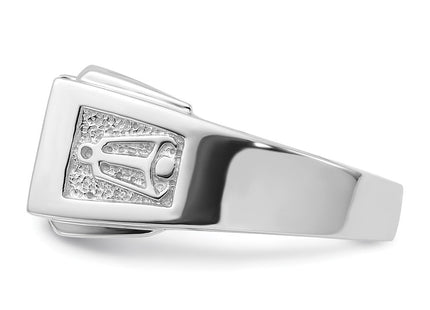 14k White Gold Men's Polished and Textured Masonic Ring Mounting (Style Y4111)